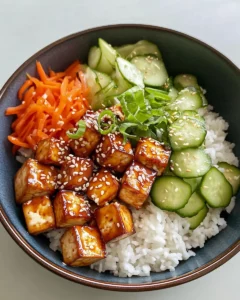 Homemade Sweet Chili Garlic Tofu Bowls with Pickled Veg recipe photo