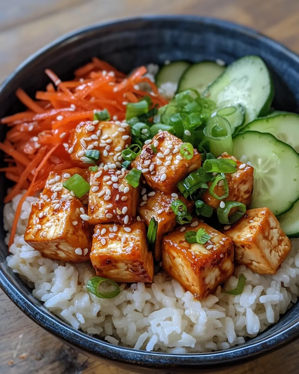 Easy Sweet Chili Garlic Tofu Bowls with Pickled Veg food shot