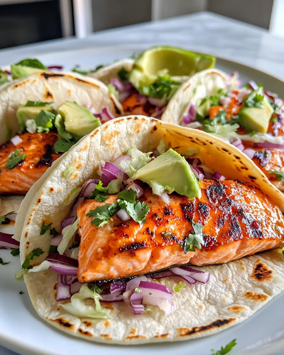 Easy Sweet Chili Lime Salmon Tacos with Cabbage Crunch dish photo