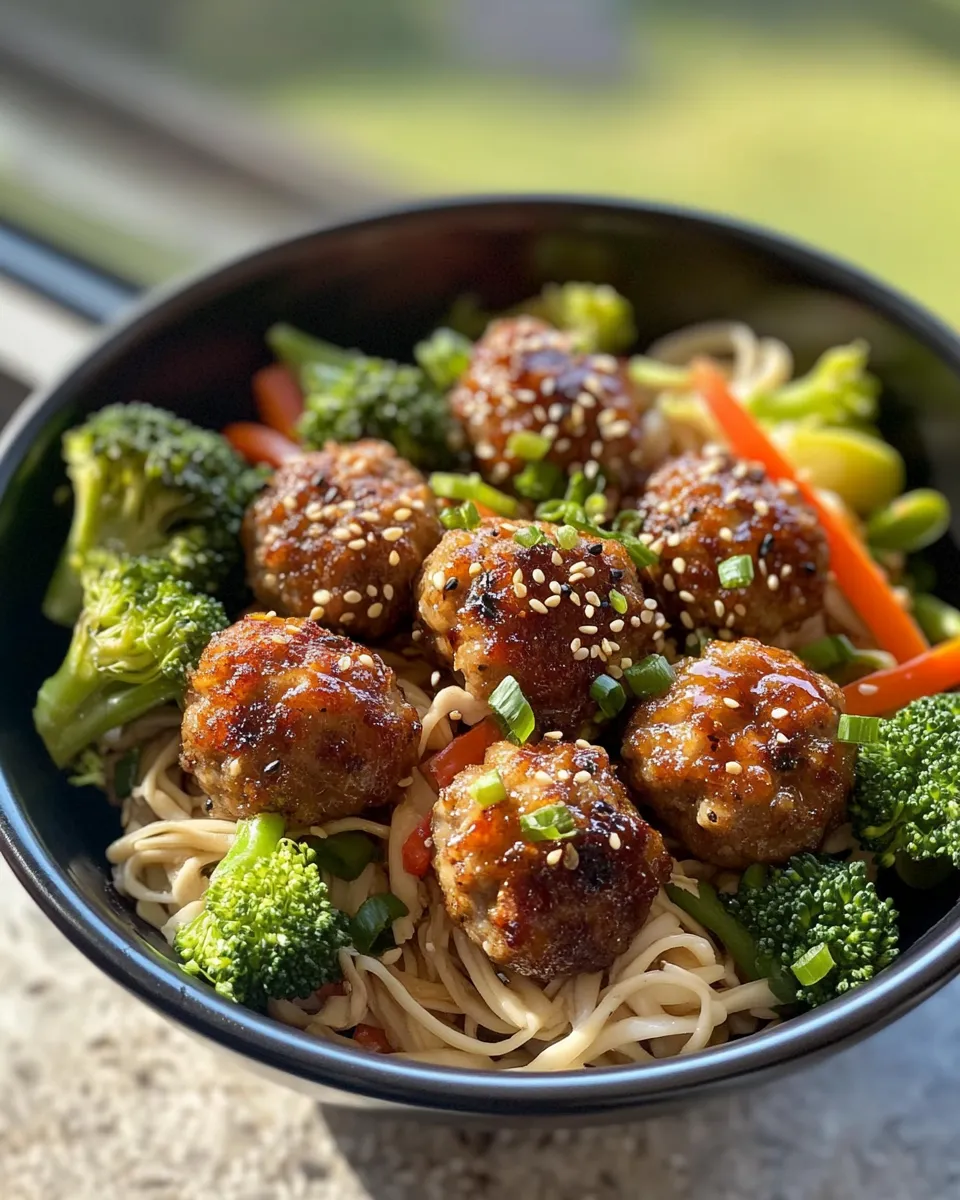Classic Sweet Soy Ginger Meatball Noodle Bowls dish photo