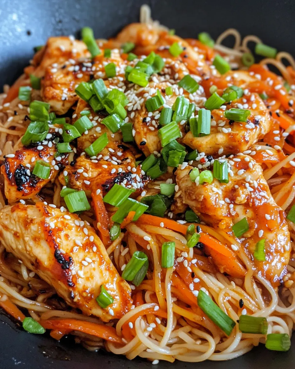 Homemade Sweet and Spicy Gochujang Chicken Noodles photo