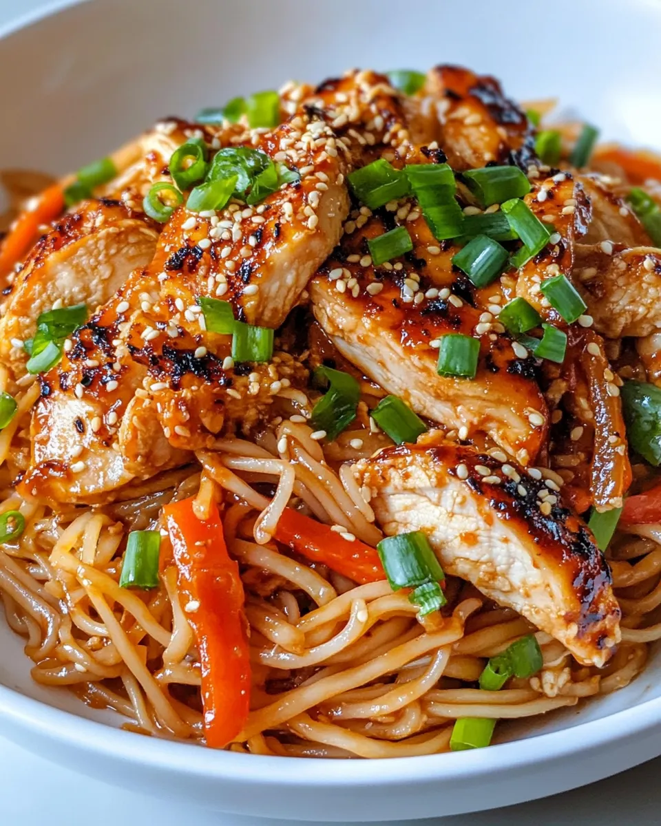 Easy Sweet and Spicy Gochujang Chicken Noodles dish photo