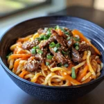 Homemade Sweet and Spicy Orange Beef Udon Noodles recipe photo