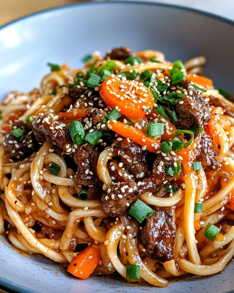 Delicious Sweet and Spicy Orange Beef Udon Noodles picture