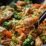 Homemade Teriyaki Chicken Yakisoba with Sesame Seeds photo