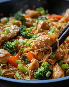 Homemade Teriyaki Chicken Yakisoba with Sesame Seeds photo