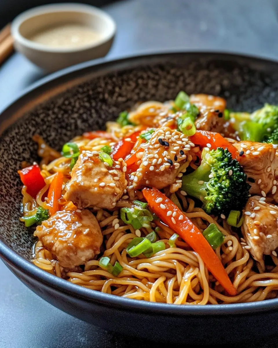 Easy Teriyaki Chicken Yakisoba with Sesame Seeds dish photo