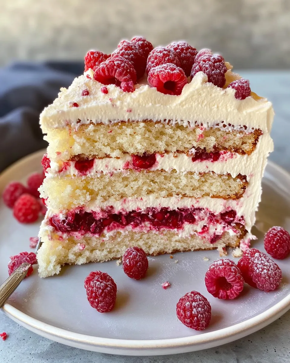 Homemade White Chocolate Raspberry Cake dish photo