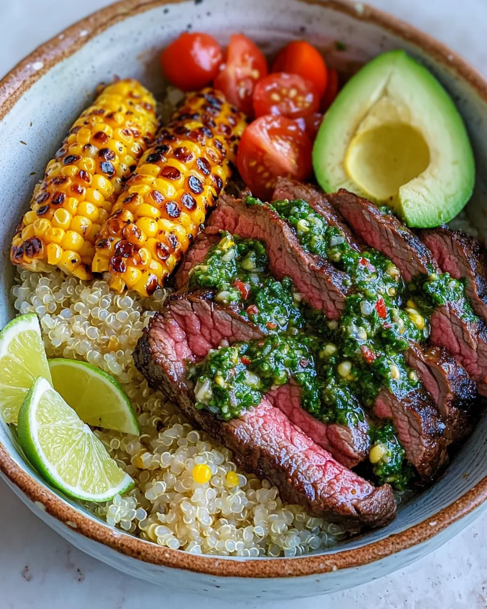 Classic Zesty Chimichurri Steak Bowls with Charred Corn recipe image