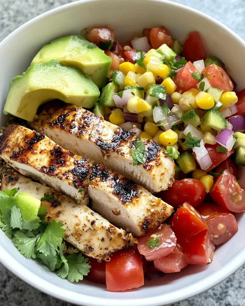 Homemade Zesty Cilantro Lime Chicken Bowls with Corn Salsa photo