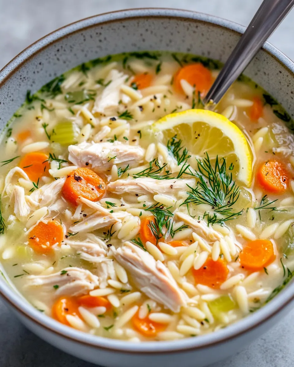 Easy Zesty Lemon Chicken Orzo Soup with Dill recipe photo