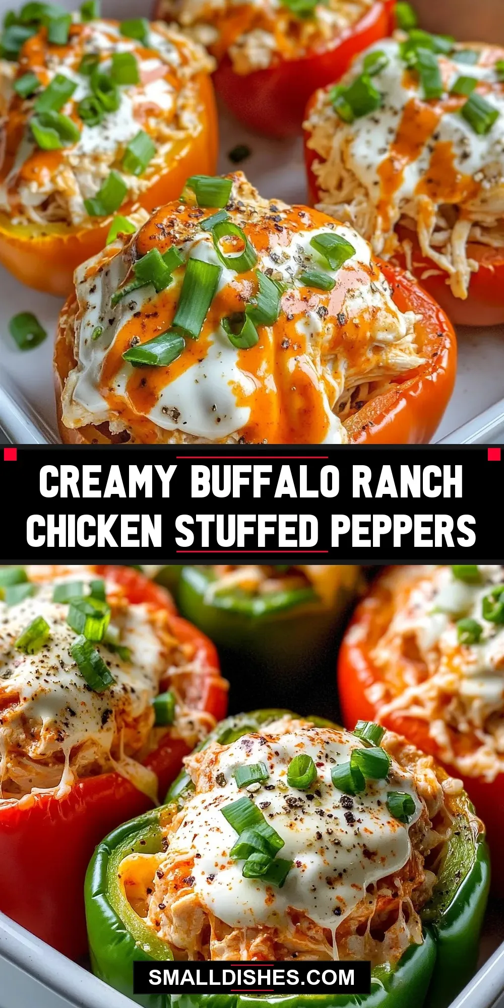 Easy Creamy Buffalo Ranch Chicken Stuffed Peppers Recipe