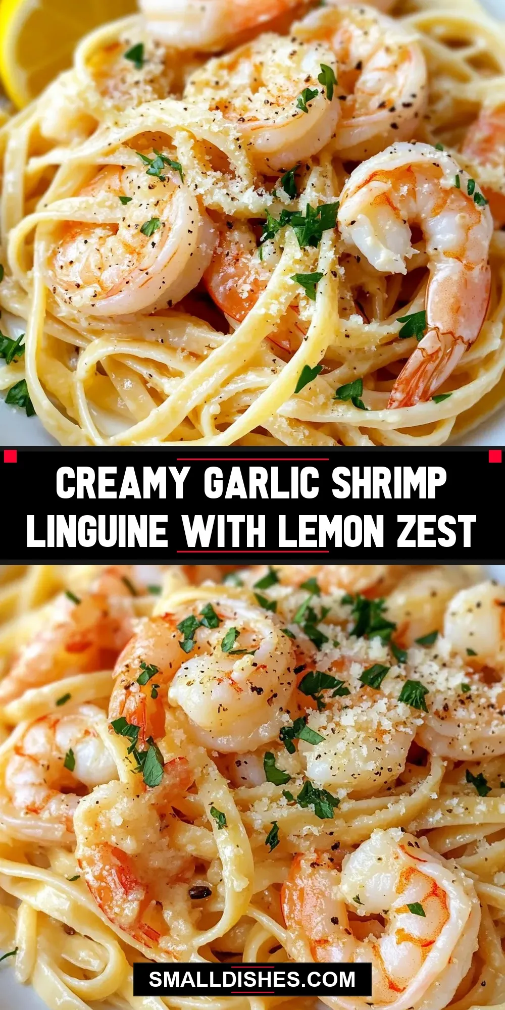 Easy Creamy Garlic Shrimp Linguine With Lemon Zest Recipe