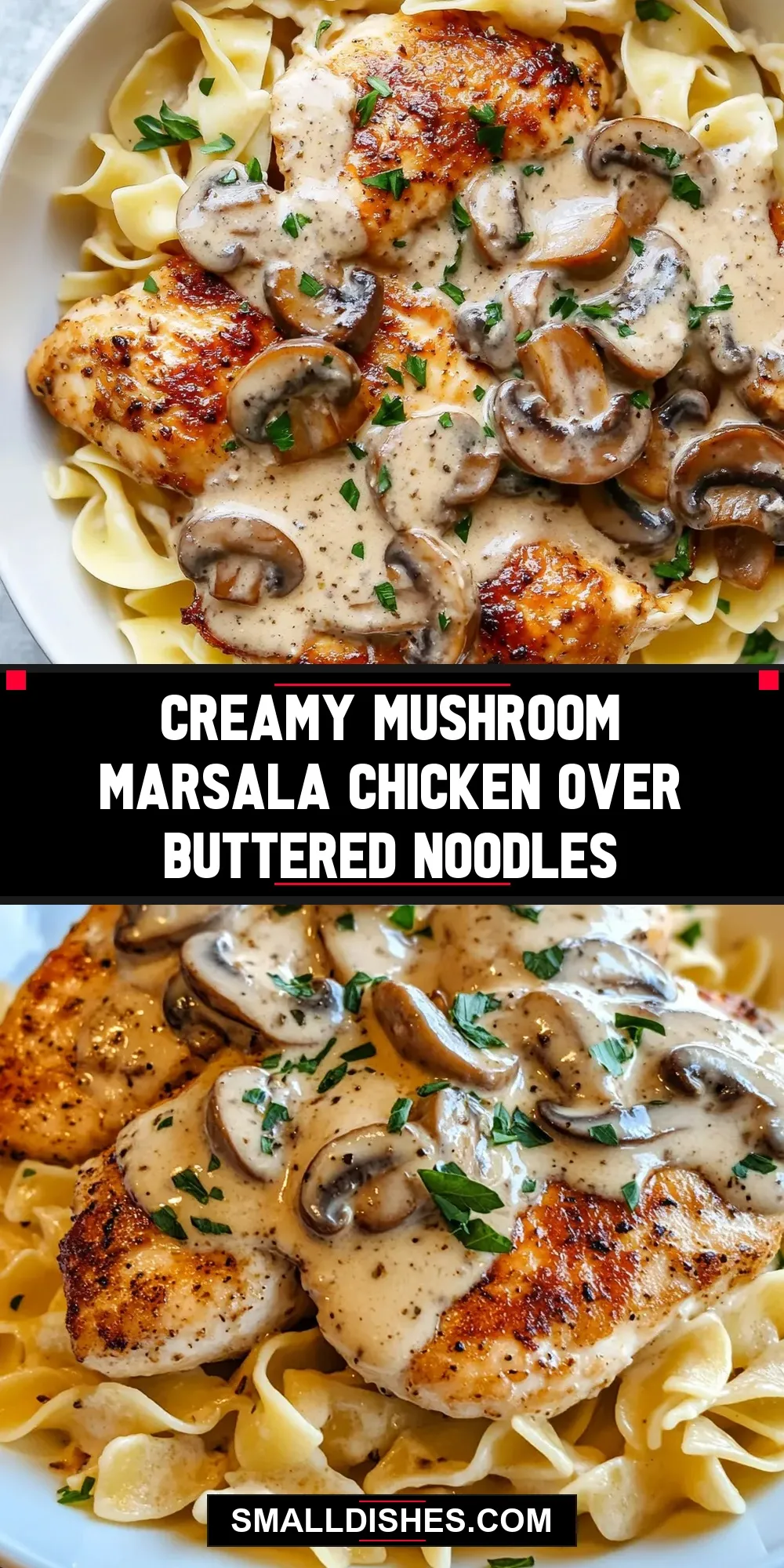The Best Creamy Mushroom Marsala Chicken Over Buttered Noodles Ever
