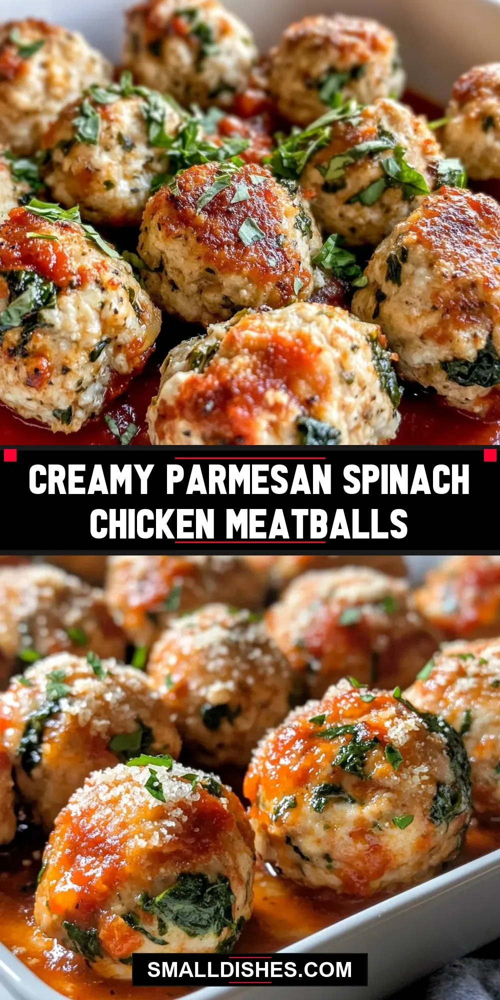 The Best Creamy Parmesan Spinach Chicken Meatballs Ever