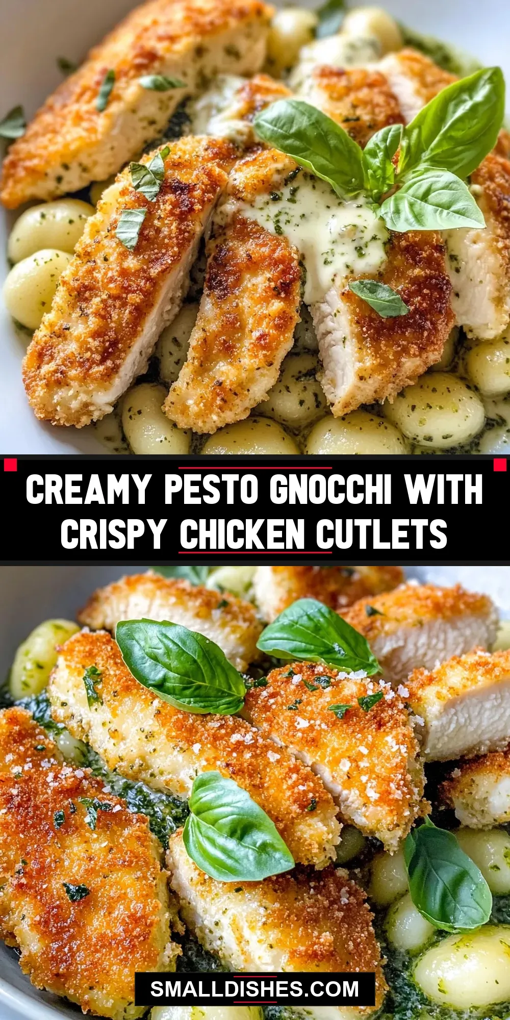 Easy Creamy Pesto Gnocchi With Crispy Chicken Cutlets Recipe