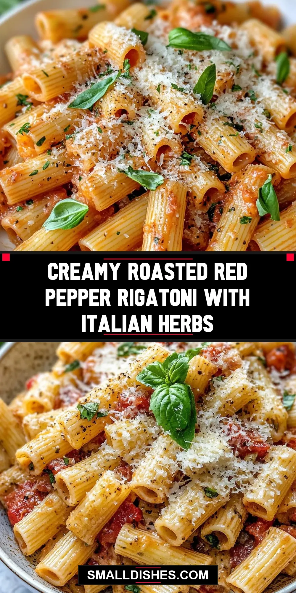 Creamy Roasted Red Pepper Rigatoni With Italian Herbs Recipe