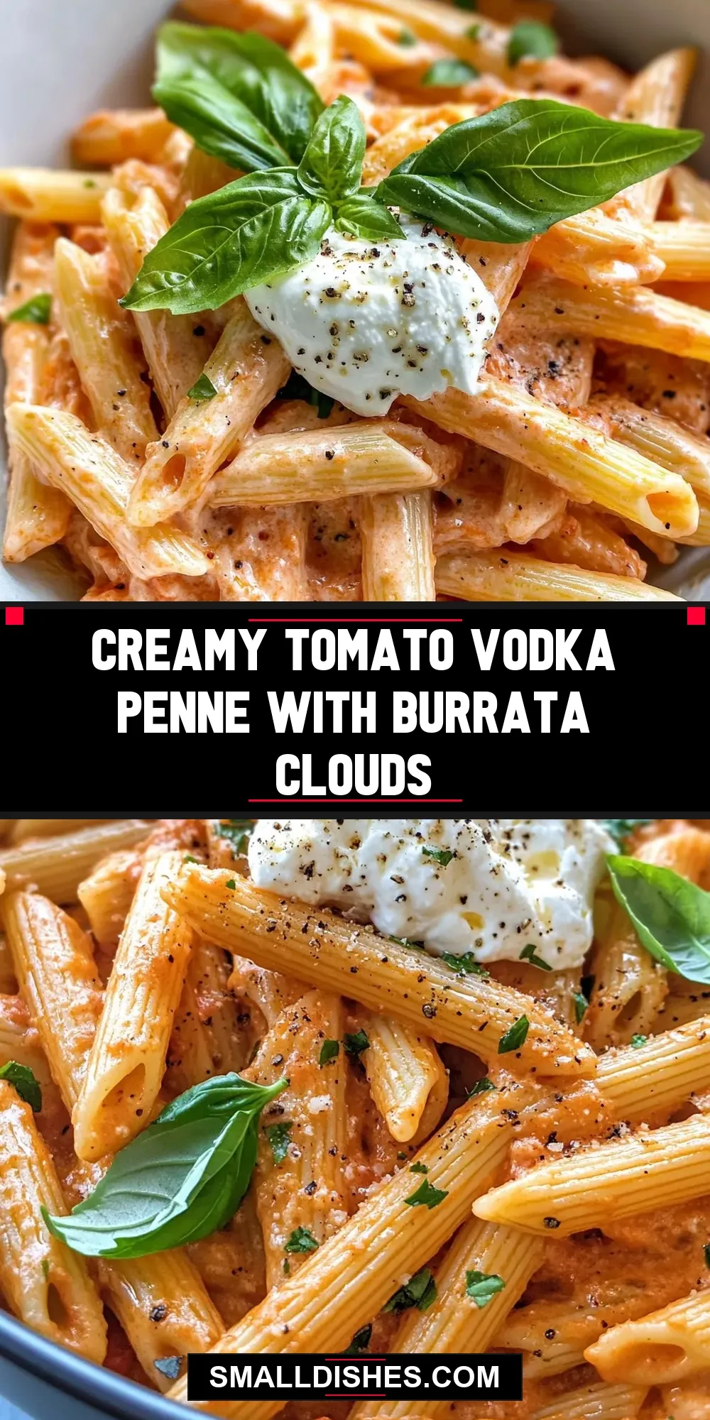 Flavorful Creamy Tomato Vodka Penne With Burrata Clouds