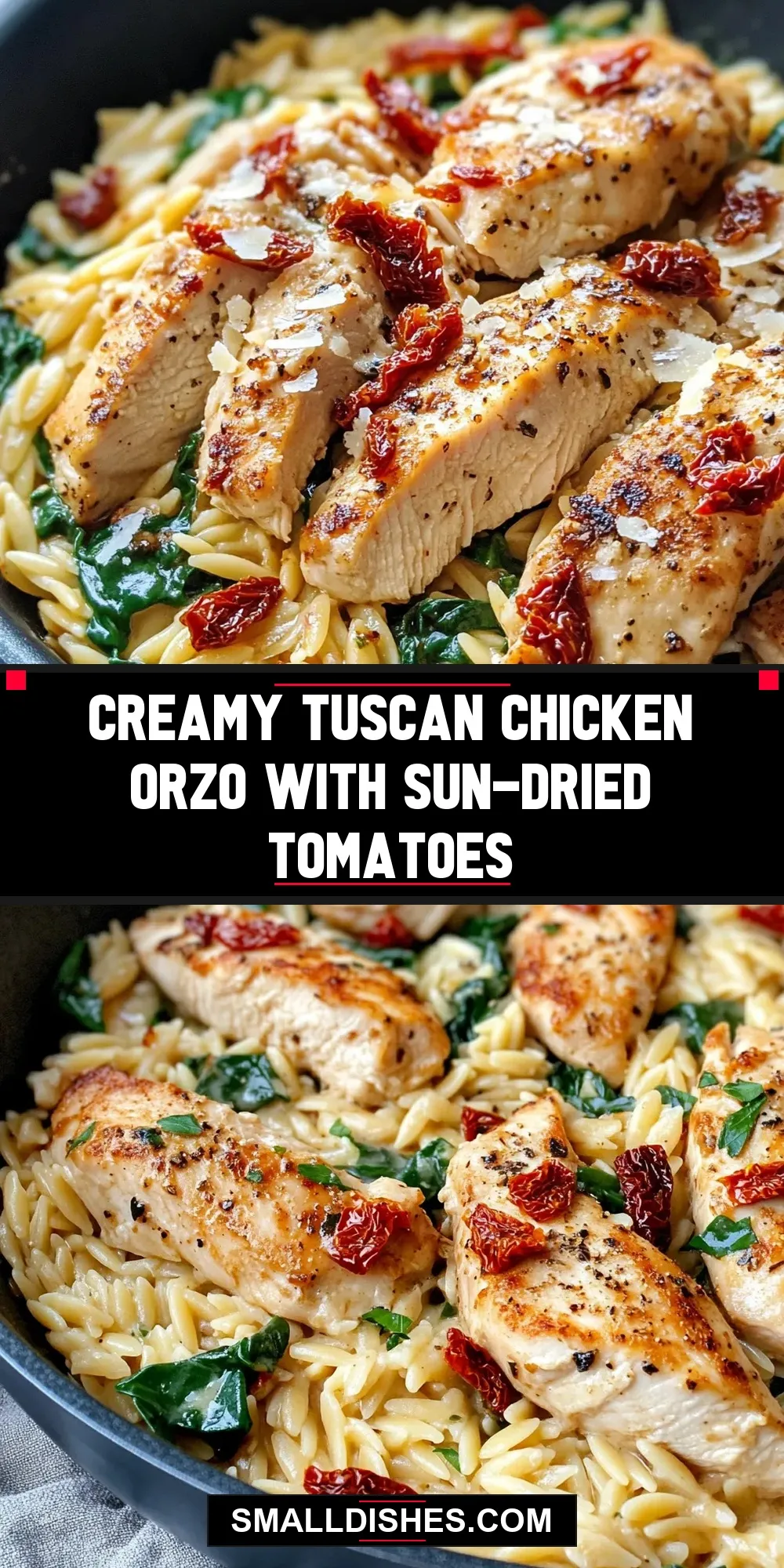Easy Creamy Tuscan Chicken Orzo With Sun-Dried Tomatoes Recipe