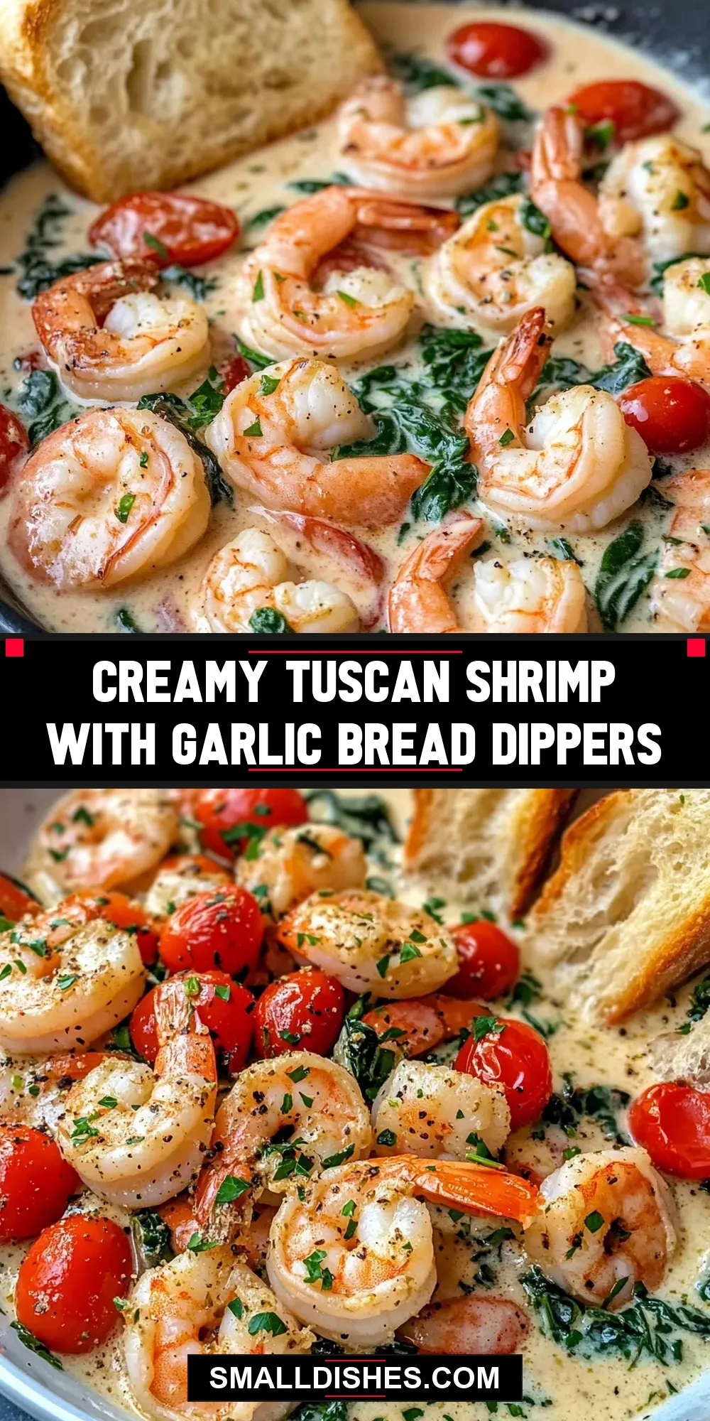 The Best Creamy Tuscan Shrimp With Garlic Bread Dippers Ever