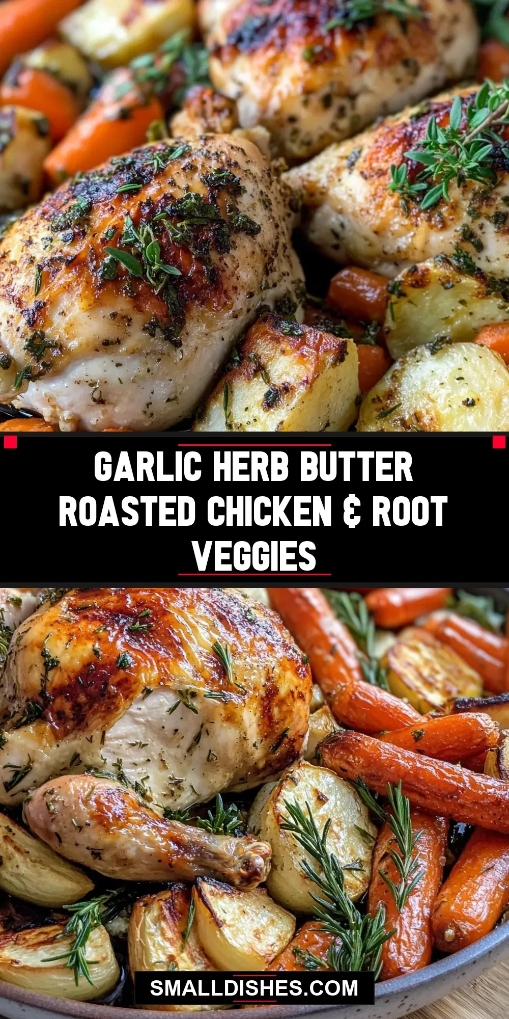 Garlic Herb Butter Roasted Chicken & Root Veggies Recipe