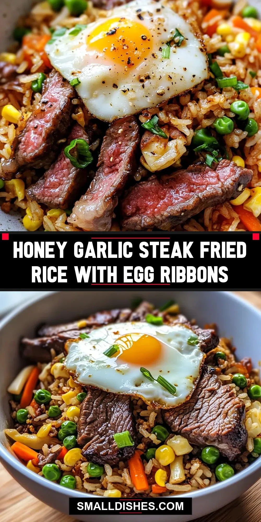 Honey Garlic Steak Fried Rice With Egg Ribbons Recipe