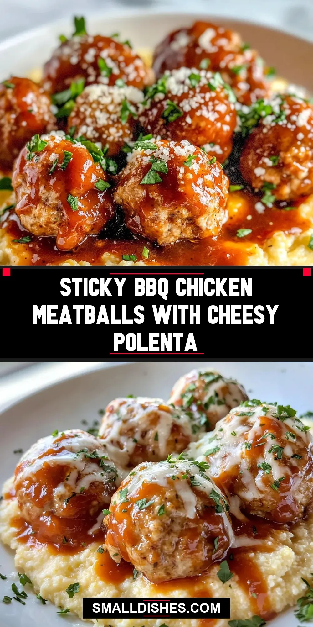 Easy Sticky Bbq Chicken Meatballs With Cheesy Polenta Recipe