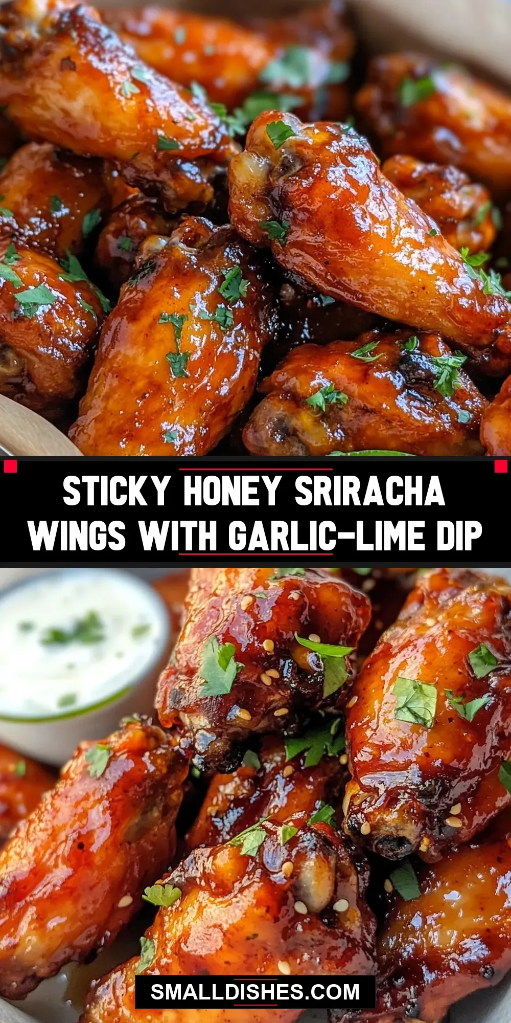 Sticky Honey Sriracha Wings With Garlic-Lime Dip Recipe