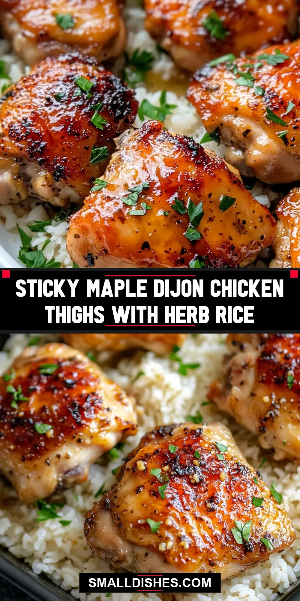 Sticky Maple Dijon Chicken Thighs With Herb Rice Recipe