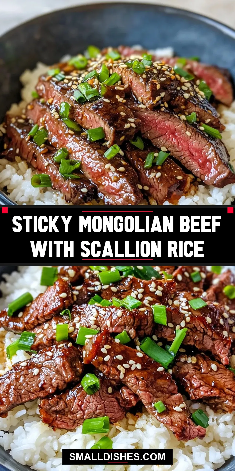 Fresh Sticky Mongolian Beef With Scallion Rice