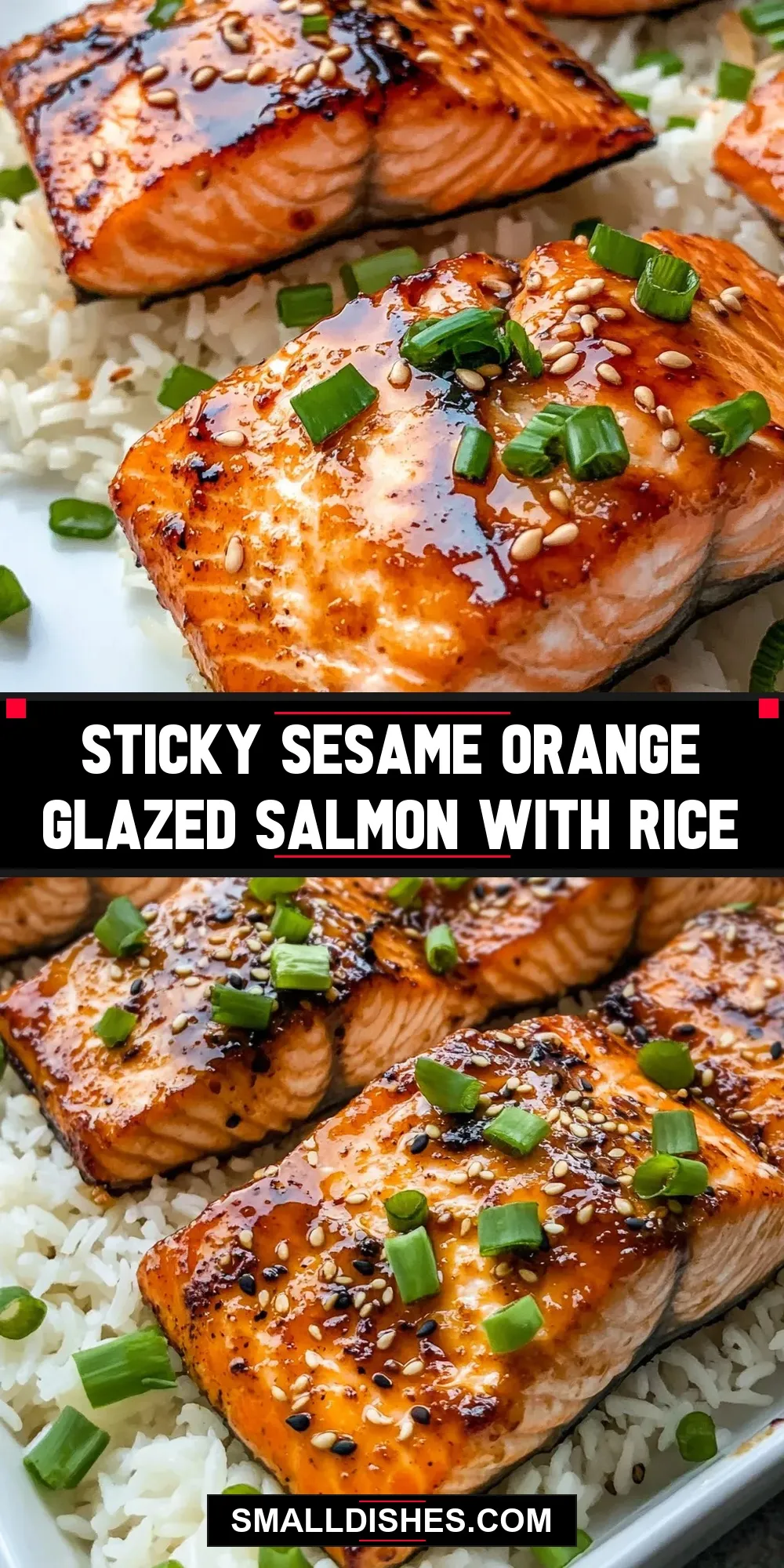Sticky Sesame Orange Glazed Salmon With Rice (Simple & Delicious)