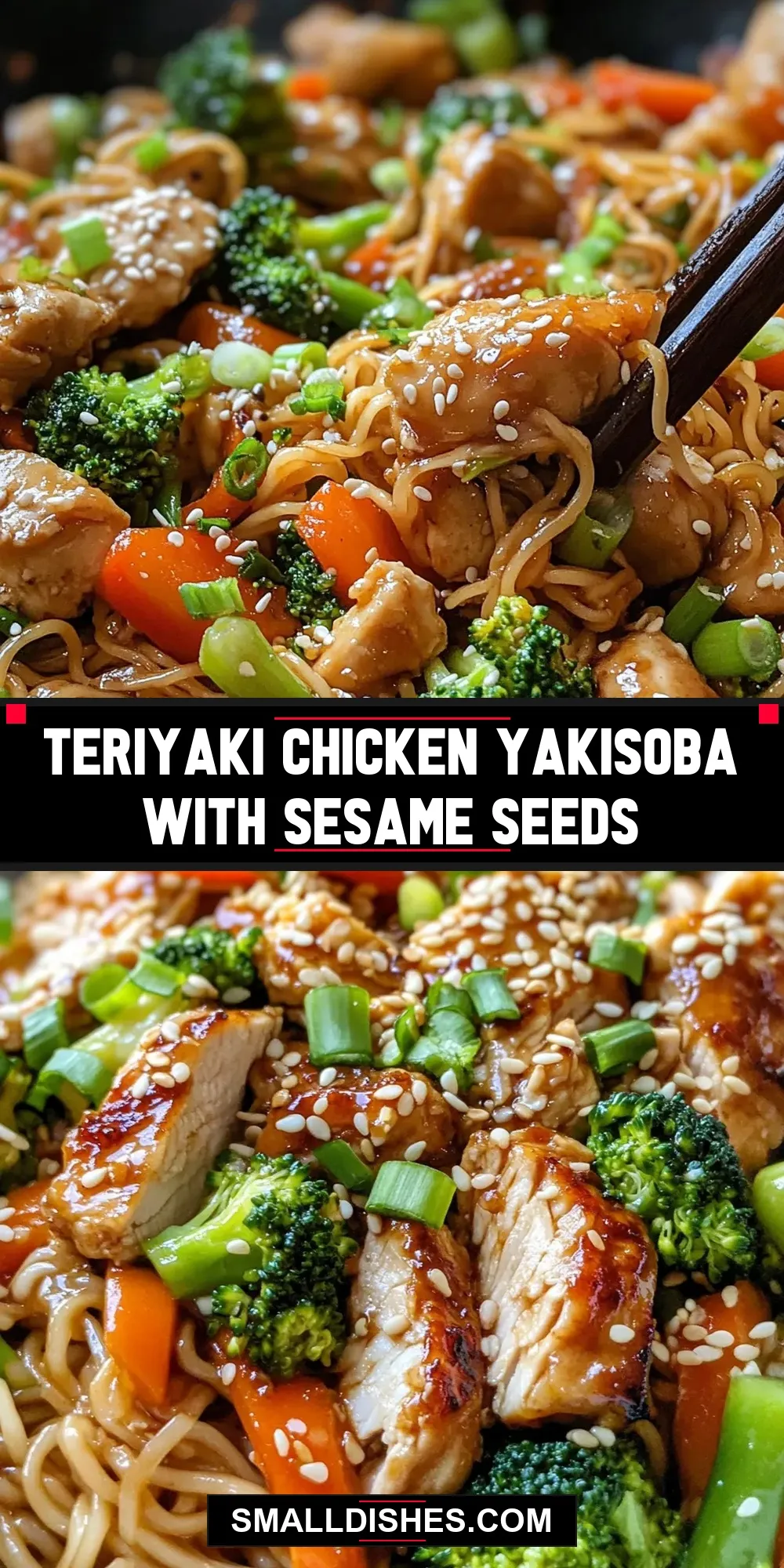 Savory Teriyaki Chicken Yakisoba With Sesame Seeds