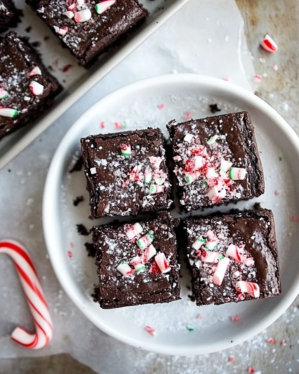 Homemade Dark Chocolate Candy Cane Brownies photo
