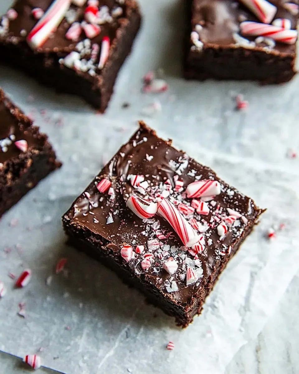 Easy Dark Chocolate Candy Cane Brownies recipe photo