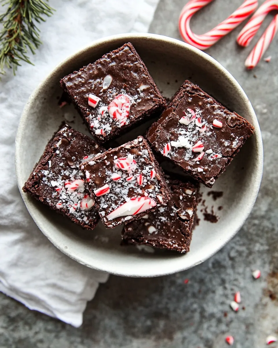 Delicious Dark Chocolate Candy Cane Brownies shot
