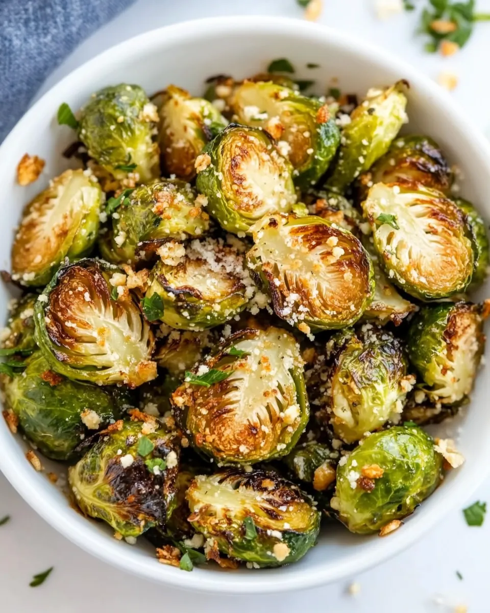 Delicious Garlic Parmesan Roasted Brussels Sprouts image
