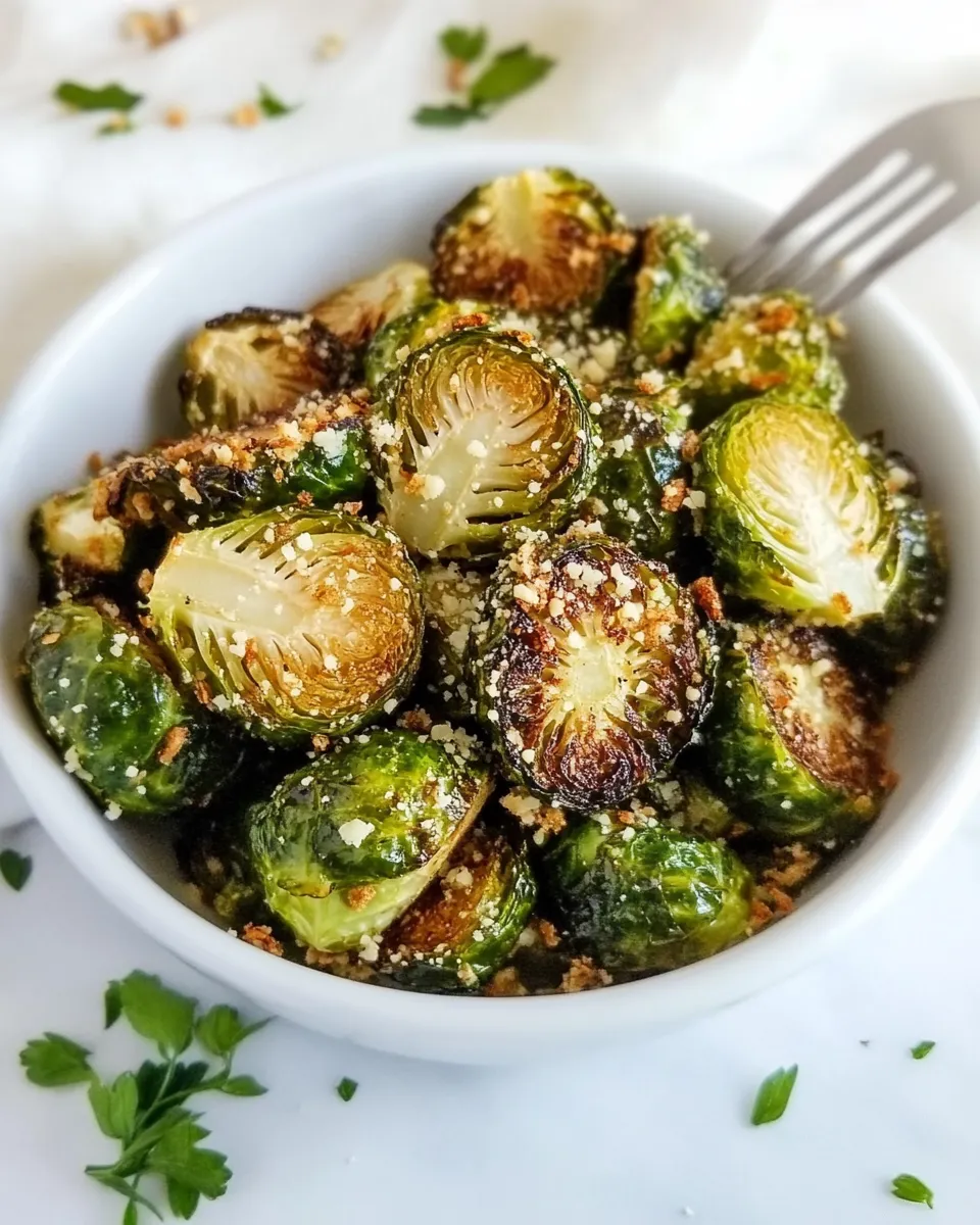 Savory Garlic Parmesan Roasted Brussels Sprouts shot