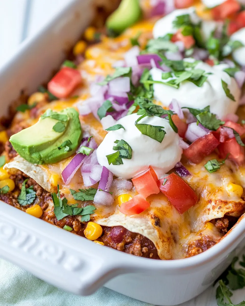 Classic Ground Beef Enchilada Casserole with Corn Tortillas image