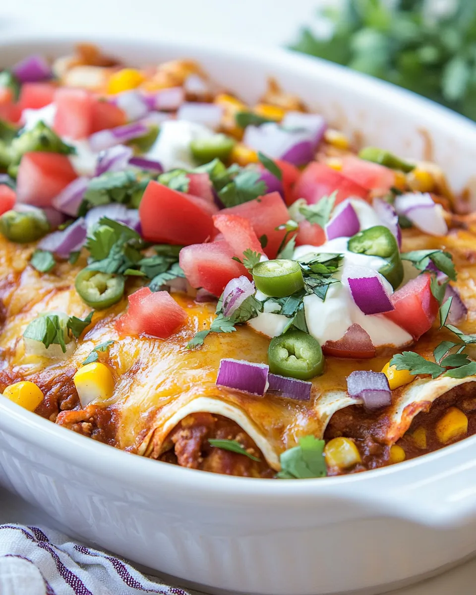 Easy Ground Beef Enchilada Casserole with Corn Tortillas shot