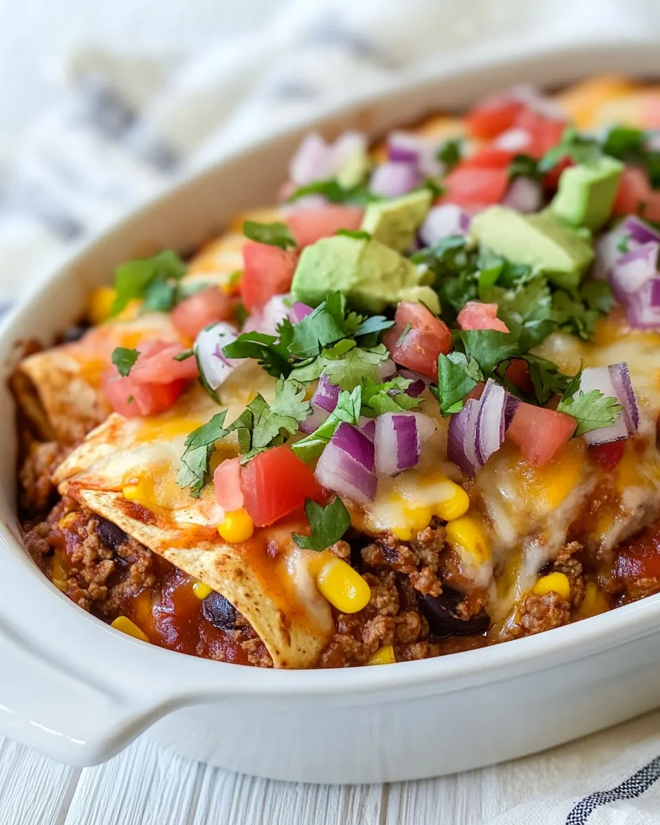 Delicious Ground Beef Enchilada Casserole with Corn Tortillas recipe photo