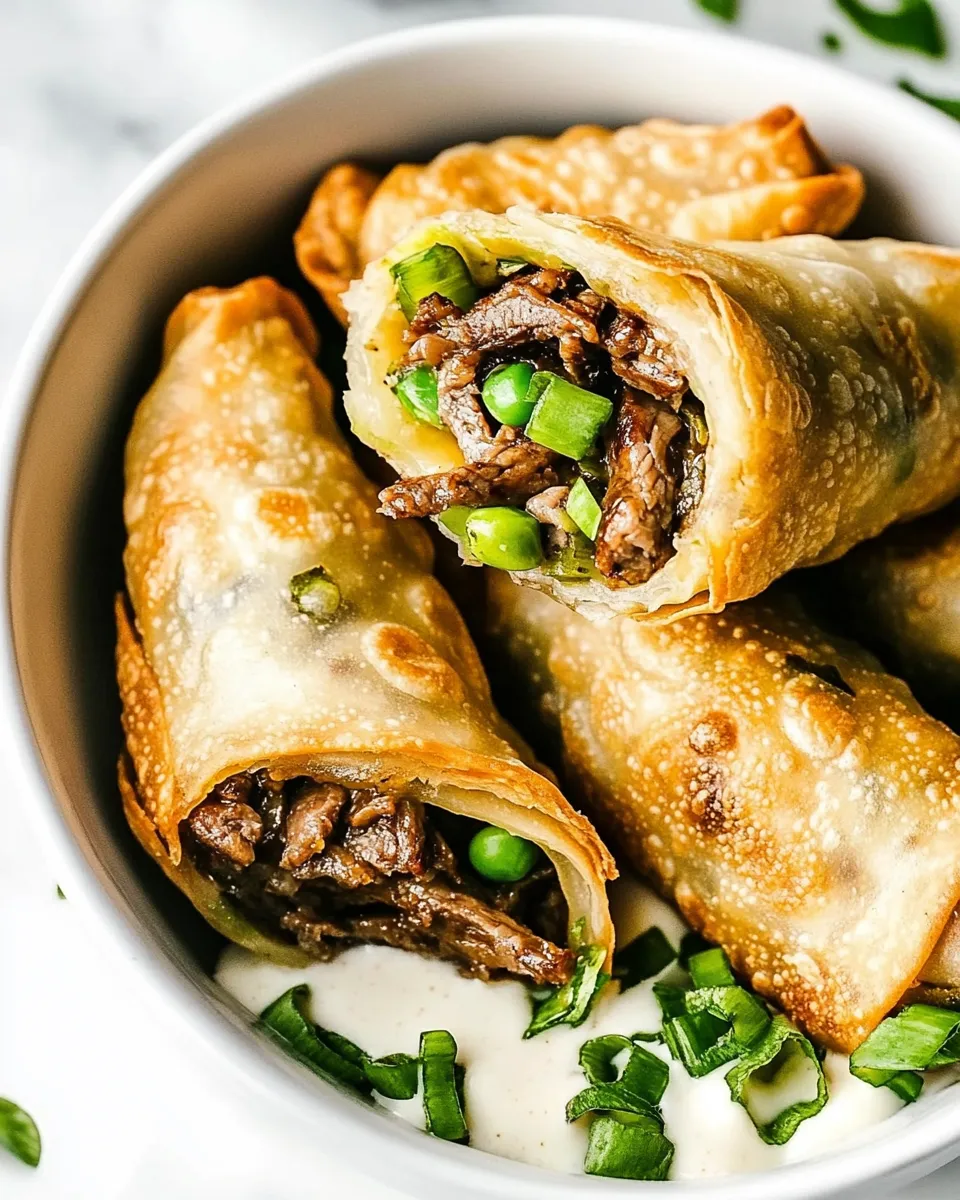 Delicious Philly Cheesesteak Egg Rolls shot