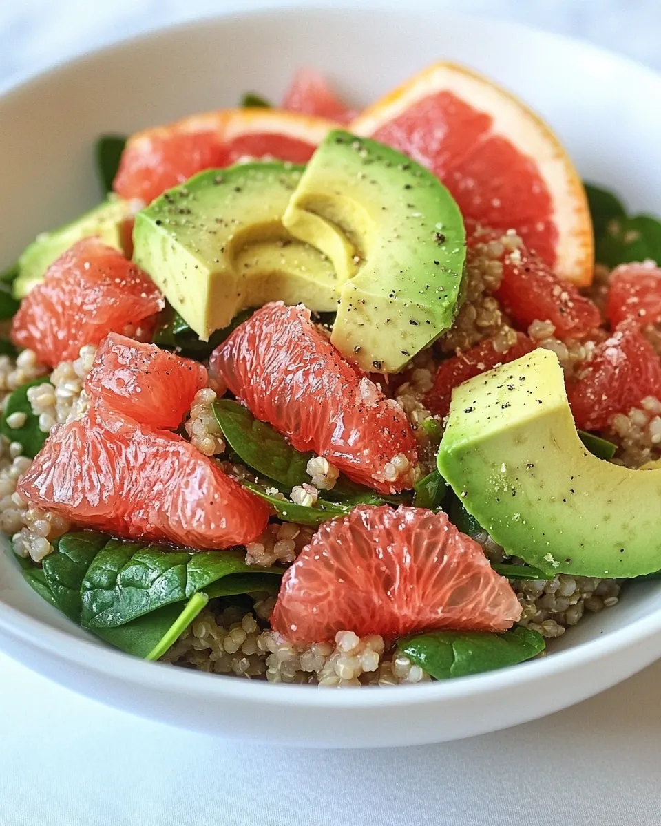 Homemade Quinoa Salad with Spinach Grapefruit & Avocado photo