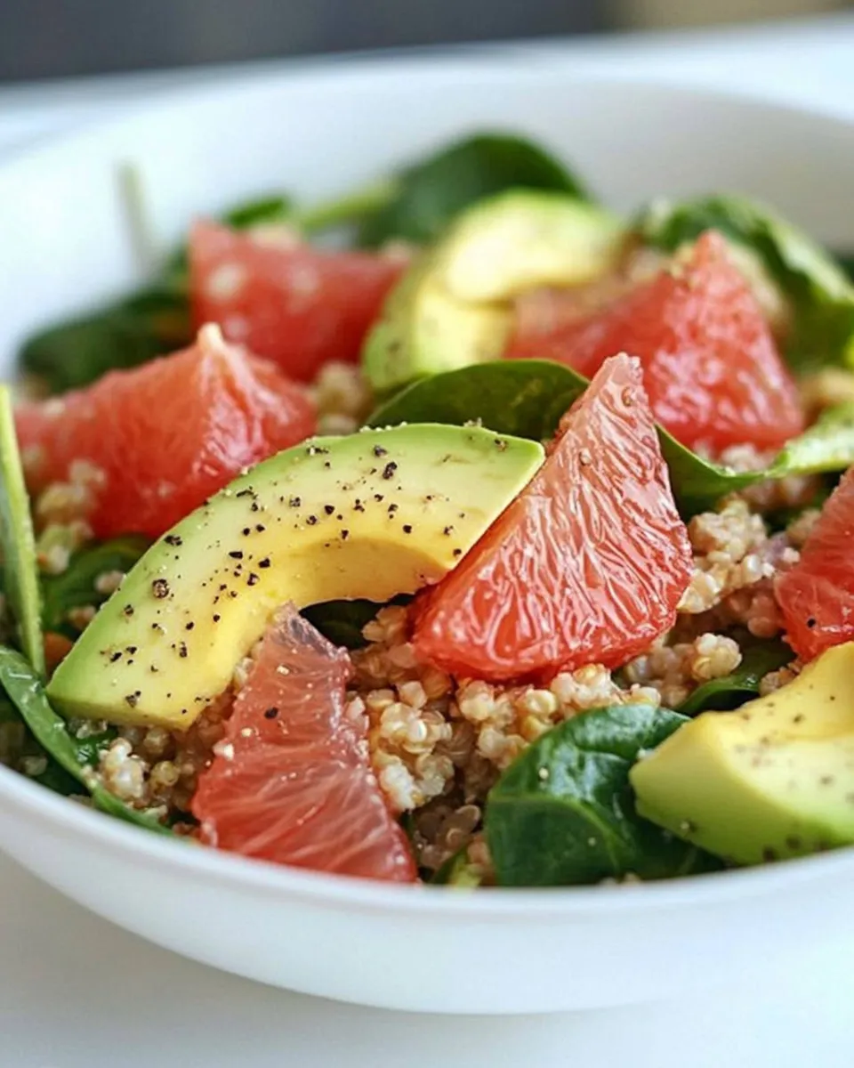 Delicious Quinoa Salad with Spinach Grapefruit & Avocado image