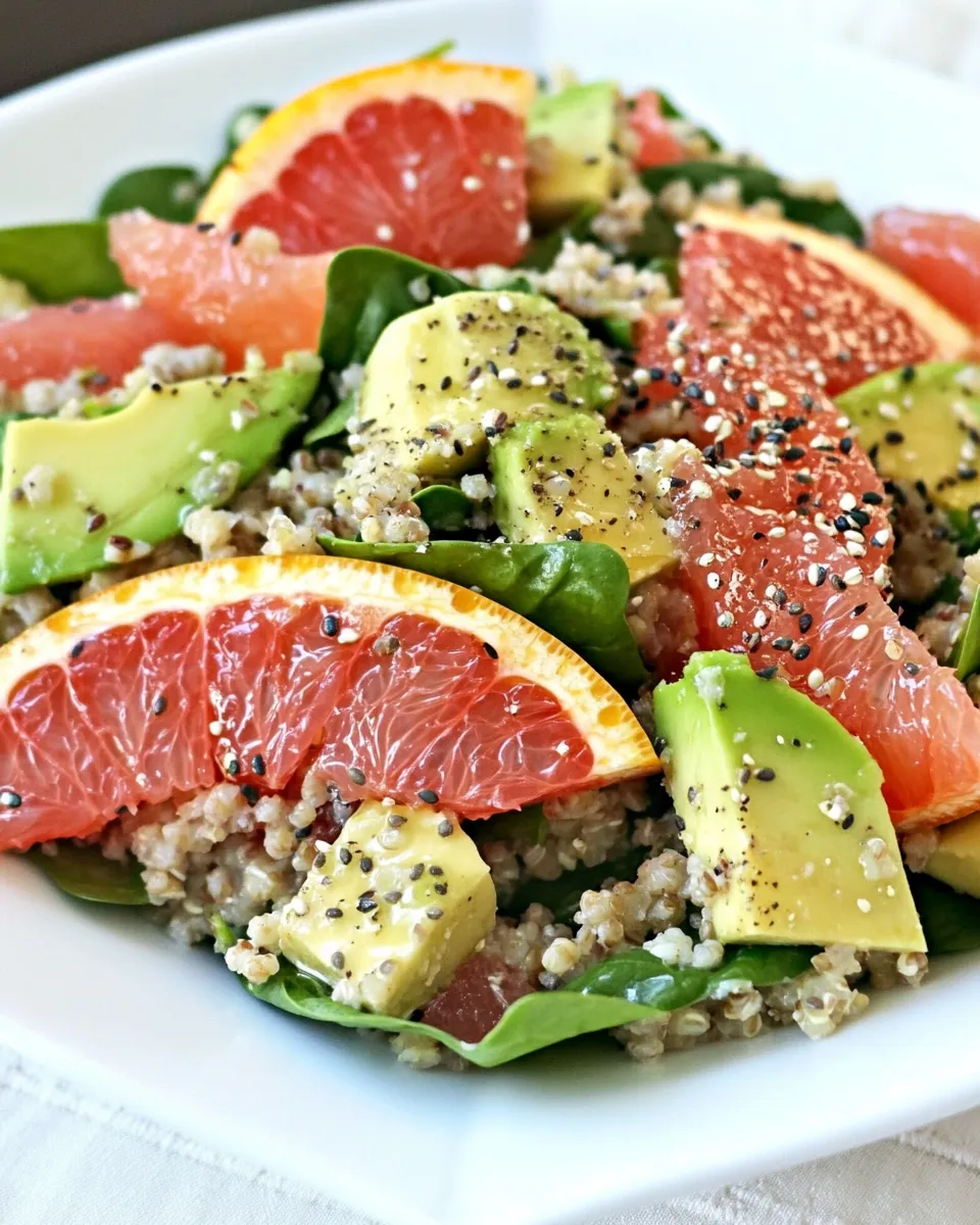 Easy Quinoa Salad with Spinach Grapefruit & Avocado dish photo