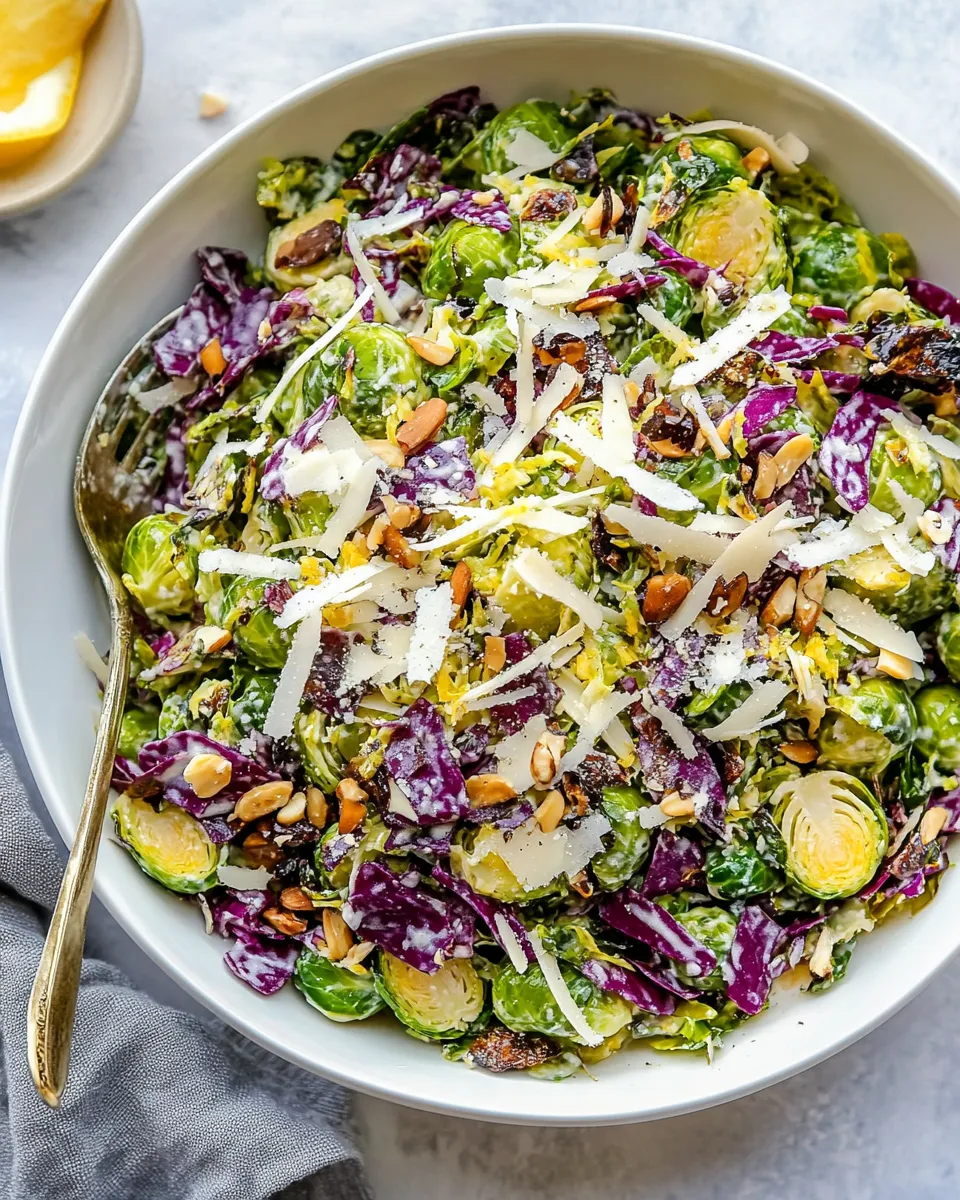 Easy Shaved Brussels Sprout Salad with Honey Lemon Dijon Vinaigrette photo