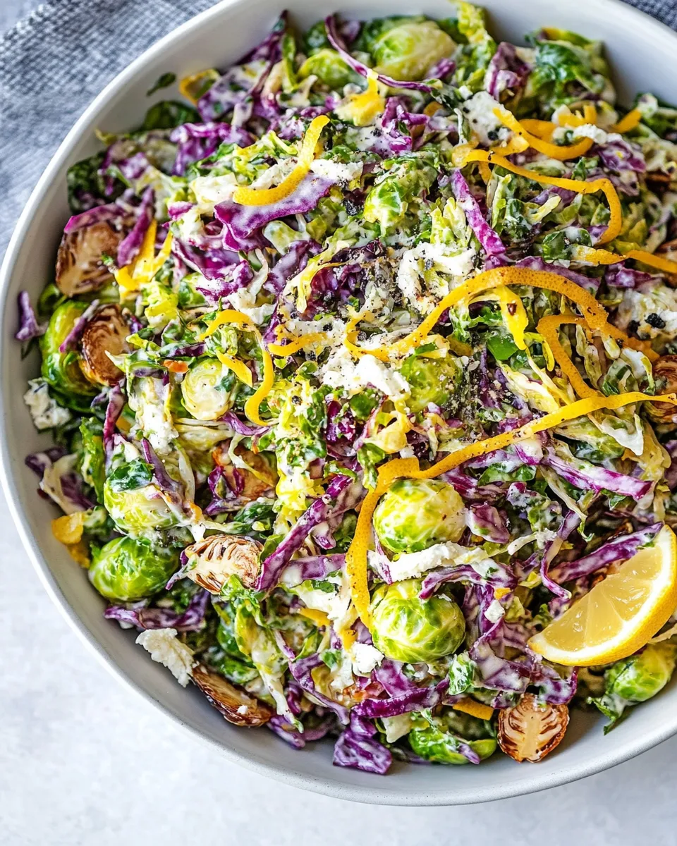 Healthy Shaved Brussels Sprout Salad with Honey Lemon Dijon Vinaigrette picture