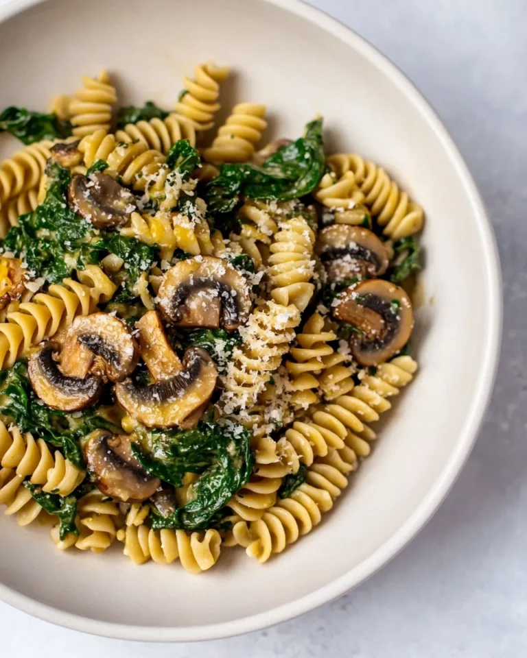 Easy Vegan Spinach and Mushroom Pasta photo