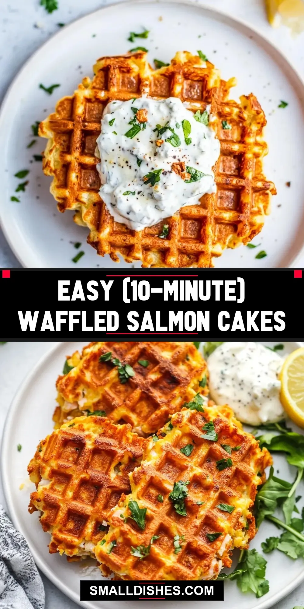 Easy (10-Minute) Waffled Salmon Cakes Recipe
