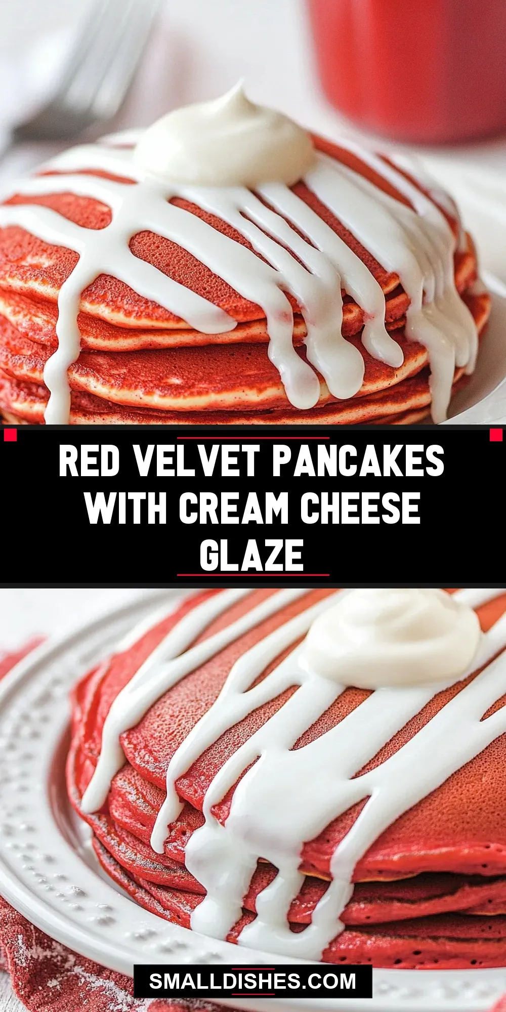 Easy Red Velvet Pancakes With Cream Cheese Glaze Recipe