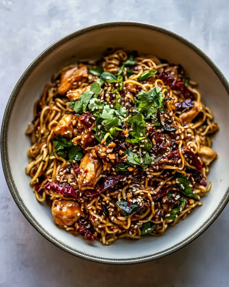Perfect 30 Minute Spicy Sesame Noodles with Ginger Chicken. image